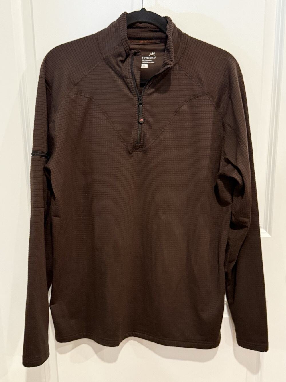 Terramar Waffle Grid Fleece 1/4 Zip Jacket Men’s Size L Brown Body Sensors